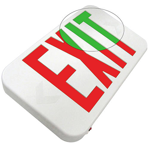 COMPACT THERMOPLASTIC RED/GREEN SELECTABLE EXIT SIGN PFLED-EZRXTEU2RG