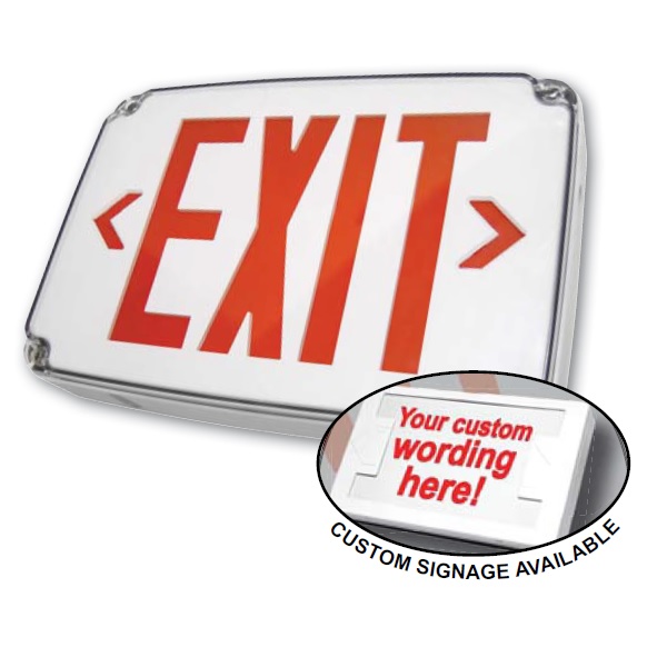 COMPACT WET LOCATION POLYCARBONATE EXIT SIGN PFLED-WLEZXTEU