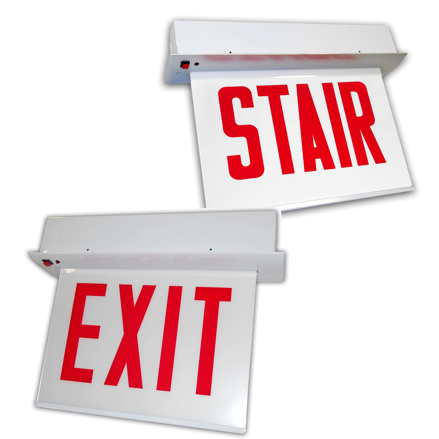 CHICAGO APPROVED RECESSED EDGELIT ALUMINUM EXIT/STAIR SIGN PFLED-CARELZXTE