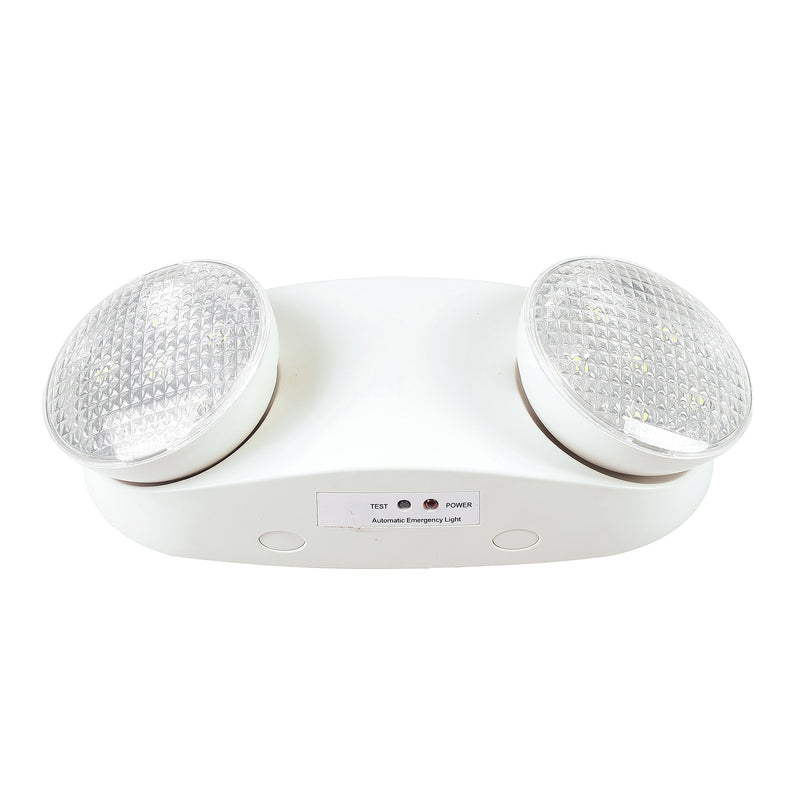LED Emergency Light-Two Adjustable Heads-Battery Backup-White Housing