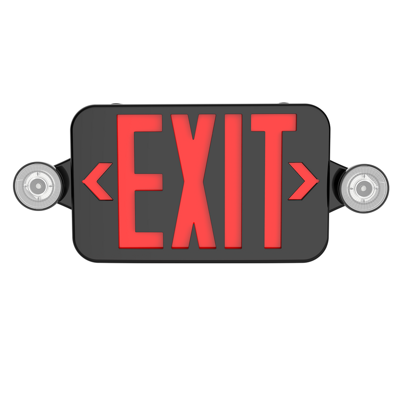 Black Combo Exit Sign Light With Two Adjustable Heads